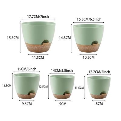5pcs/Set Self Watering Plant Pots with Drainage Holes Indoor/Outdoor Gargen Flowers Nursery Planting Pot