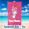Beach Towel Custom Name Text, Quick Dry Large Towel For Beach HomeMy Melody