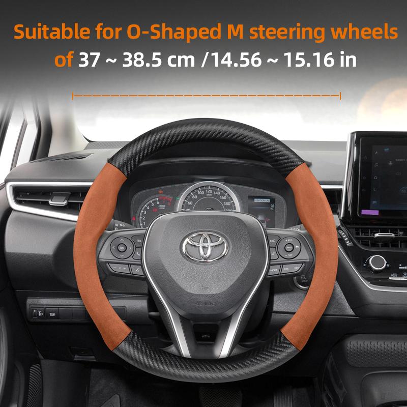 Suitable for Toyota Suede Matte Carbon Fiber Texture Steering Wheel Cover Suitable for Chr Yaris Auris Rav4 Corolla Hilux Wish Roomy Aqua Priu