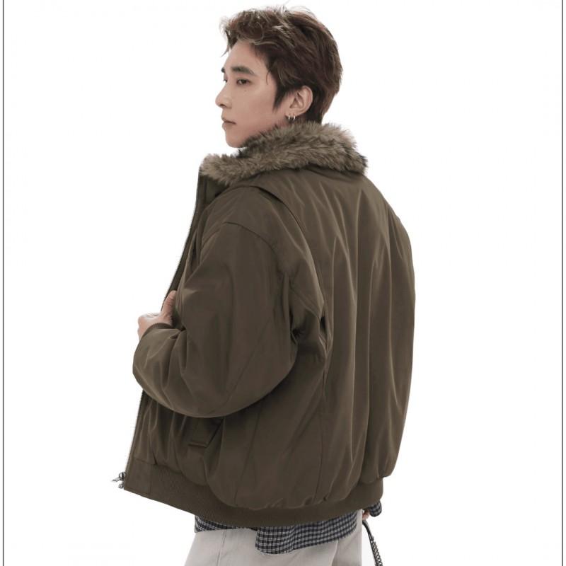 Mens Womens Winter Hooded Cotton Puffer Jacket Thick Warm Fleece Lined Oversized Parka With Fur Trim Collar