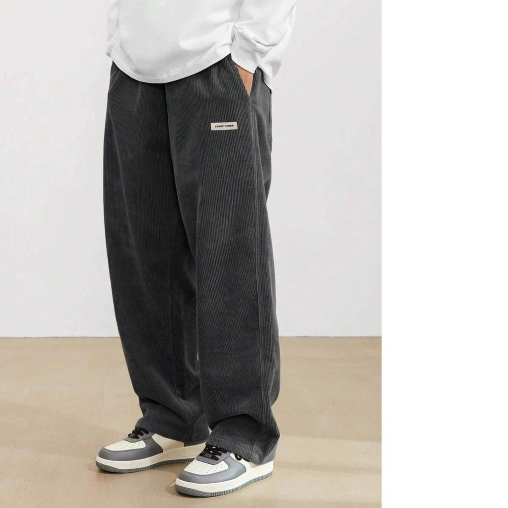 Men's Corduroy Loose European Size Hanging Multi-functional Casual Straight Leg Pants, Suitable for Daily Travel
