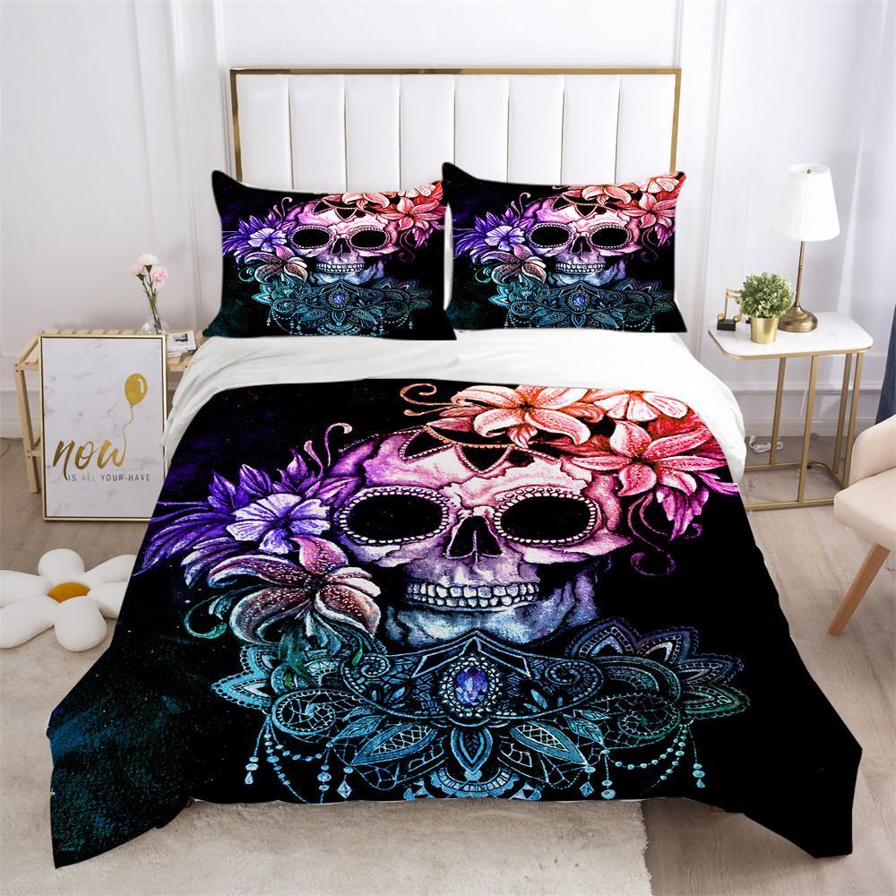 Narzuty na łóżka z nadrukiem czaszki 3D, rozmiar pojedynczy, poliester, projekt pościeli, miękkie, wysokiej jakości tekstylia domowe