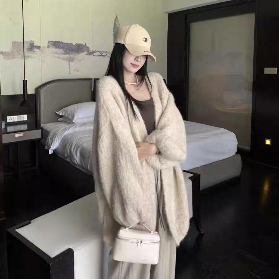 

Свободный свитер-пальто в корейском стиле - Женский шикарный вязаный кардиган на осень/зиму L 100-110 cm серый