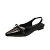 French Pointed Single Shoes Women's Flat Bottom 2025 Spring and Summer New Bow Empty Bag Head Sandals Women's Evening Shoes