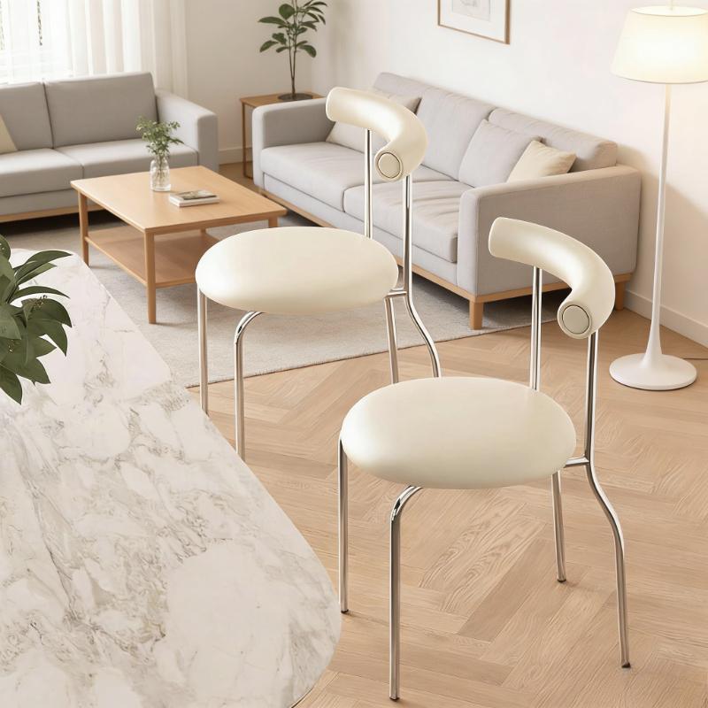 Dining Chairs Modern Living Room Dining Chair with Soft  Leather Cushion Seat and Metal Legs Kitchen Chairs Restaurant Chairs