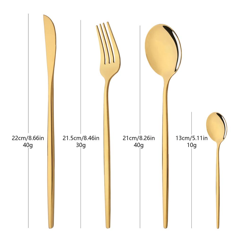 Mirror Gold Dinnerware Set 4Pcs Stainless Steel Tableware Cutlery Home Fork Spoon Knife Set Silverware Flatware Set Dropshipping