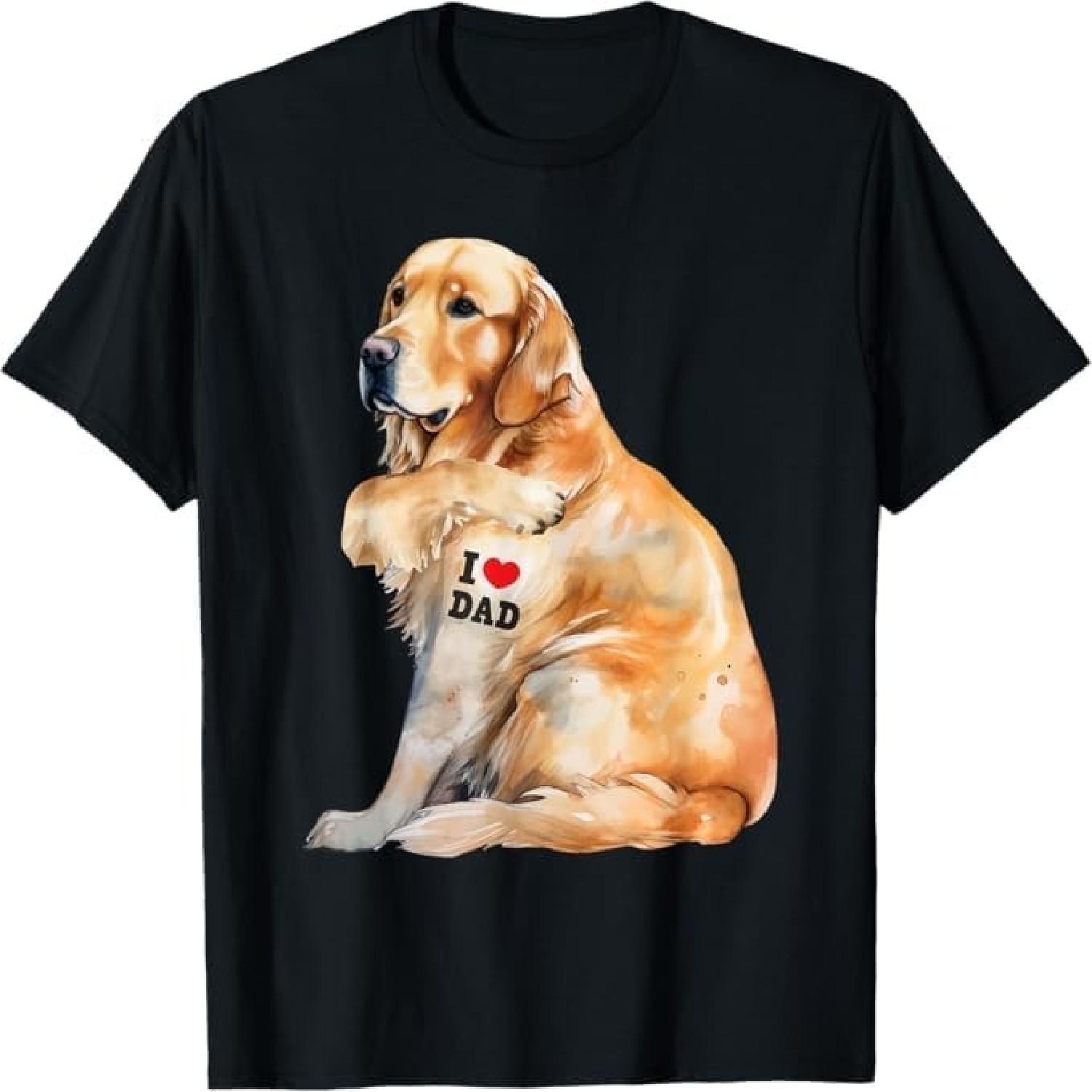 I Love Dad - Patriotic Golden Retriever Canine Dog Lover T-Shirt LTDV1 Mens Womens Tank Top Sweatshirt Hoodie Longsleeve 139 S