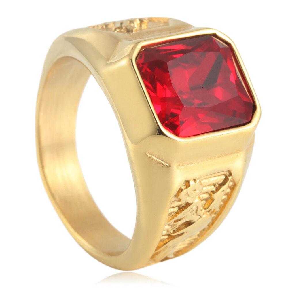 Jewelry Stainless Steel Dragon and Phoenix Ring Retro Trendy Female Personality Punk Titanium Steel Multi-color Gemstone Ring