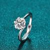 S925 Silver Snowflake Moissanite Engagement Ring, 1 Carat, Twisted Band, Women's Proposal Jewelry
