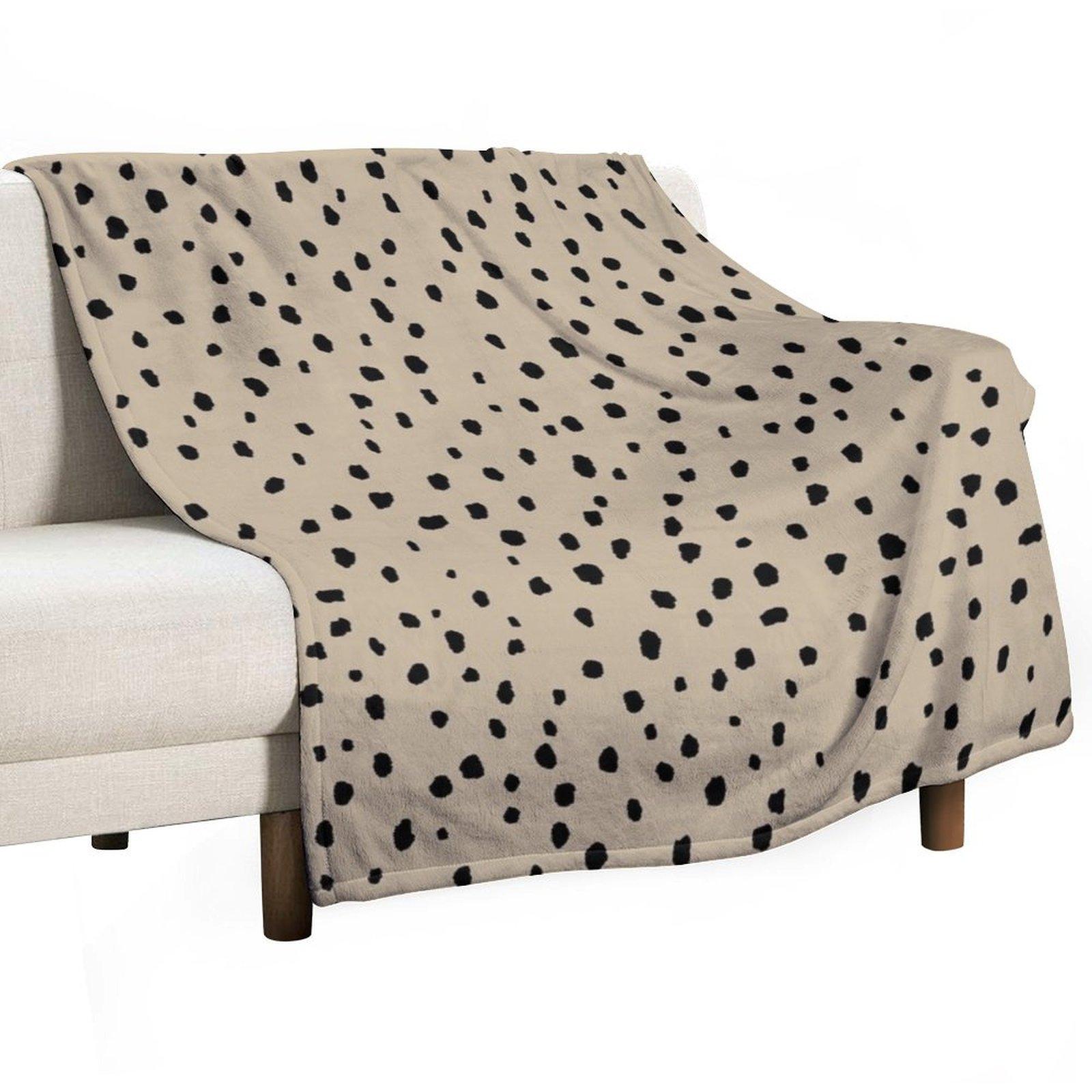 

Speckle Polka Dot Dalmatian Pattern (black/tan) Throw Blanket Decorative Throw Single heavy to sleep christmas gifts Blankets 30x40in