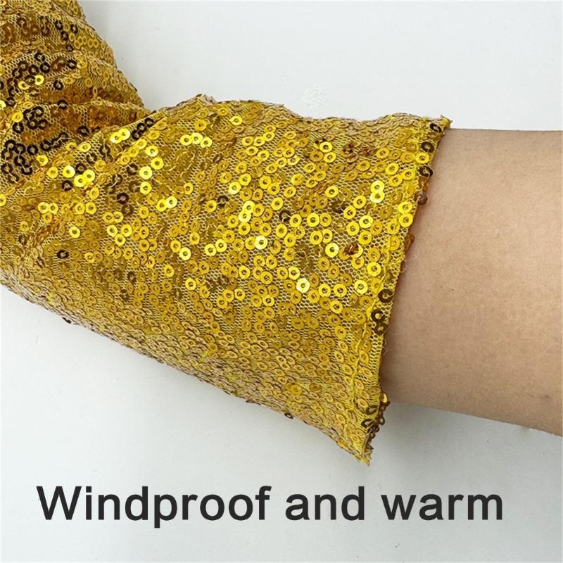 1pair Reflective Sequins Gloves Glitter Long Gloves Comfortable Breathable Glove for Costume Parties