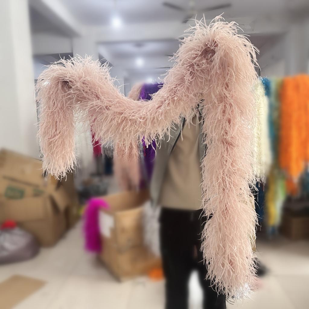 DIY Colorful Ostrich Feather Boa 6Ply Fluffy Shawl 0.5/1/2/3/4 Meter for Wedding Dress Carnival Performance Costume Party Decoration