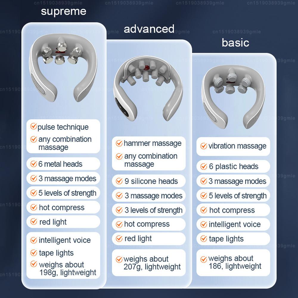 Hot Pad Shoulder Massage Instrument Smart Pulse Neck Massager Cervical Vertebra Health Care Vibrator Heating Relieve Pain Muscle