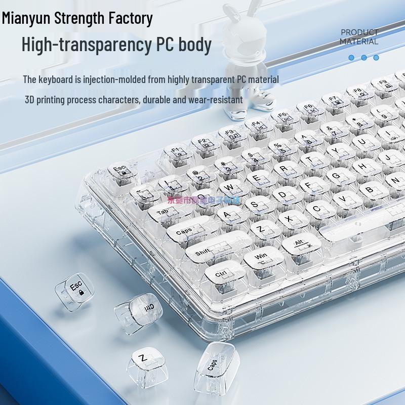 Transparent Wireless Bluetooth Crystal Keyboard & Mouse Set - Silent Mechanical for Girls’ Office