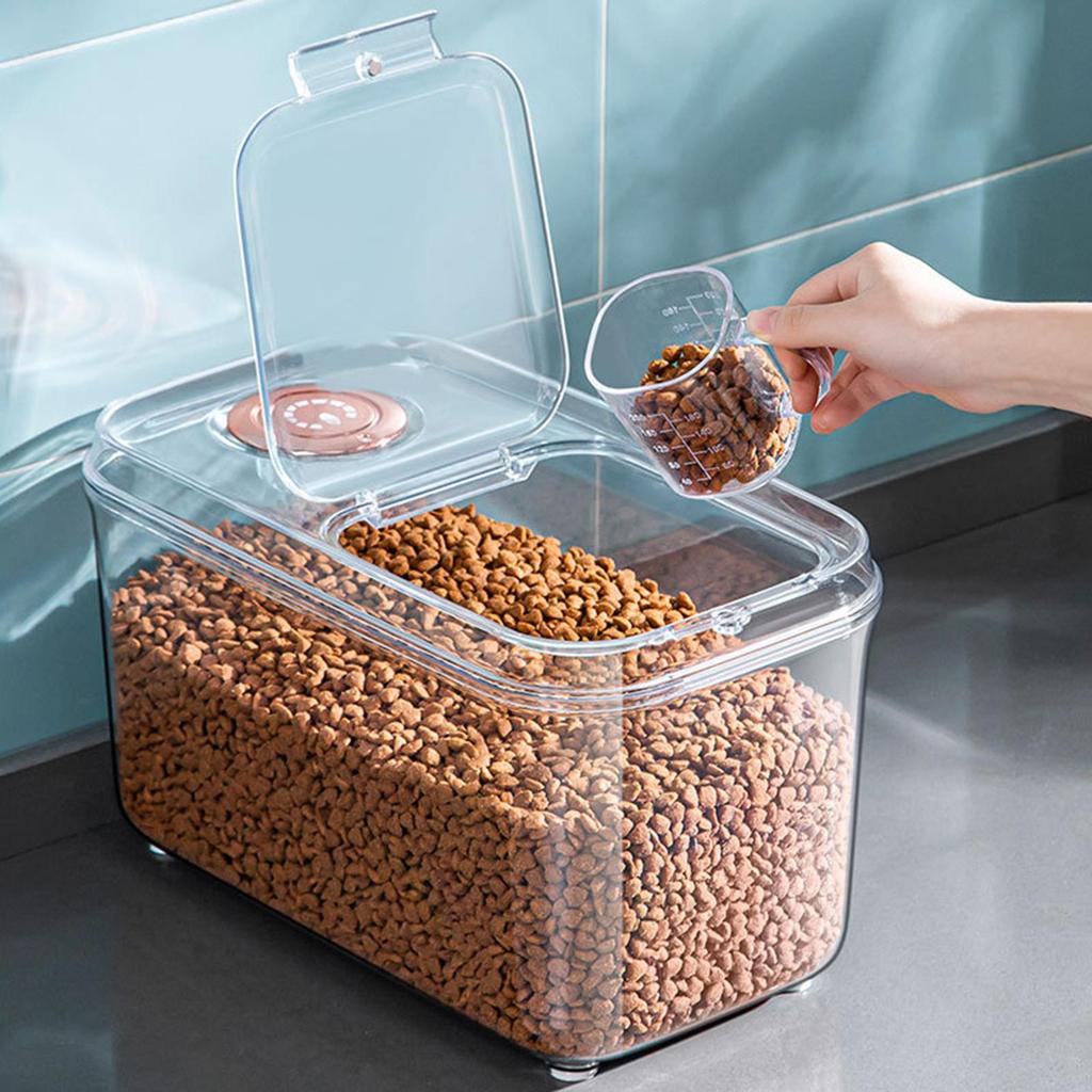 Rice Storage Container Pet Dog Food with Measuring Cup Sealed Box Organization for Dry