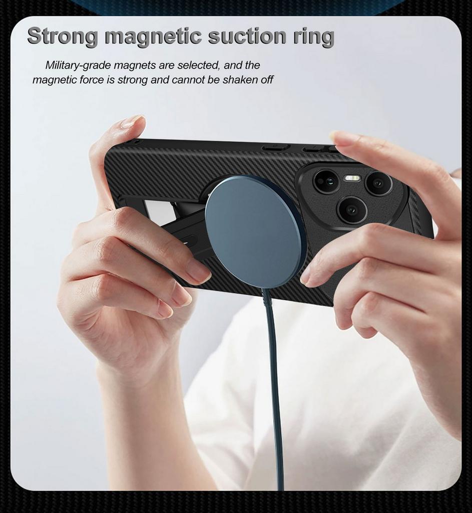 Carbon Fiber Invisible Stand Holder Built-in Magnetic Ring Case for Honor400 Pro Honor 400 Lite Honor Magic 7 Lite X6c X9c Cover