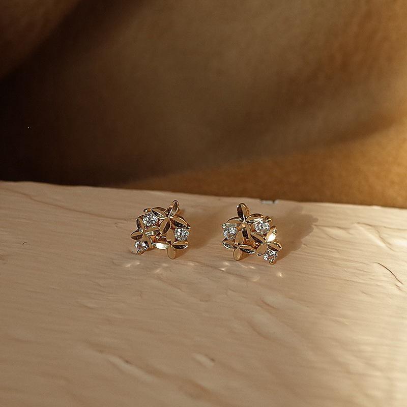 Sterling Silver Carved Flower Earrings - Sweet Japanese & Korean Cute Mini Accessories for Women 925 Sterling Silver