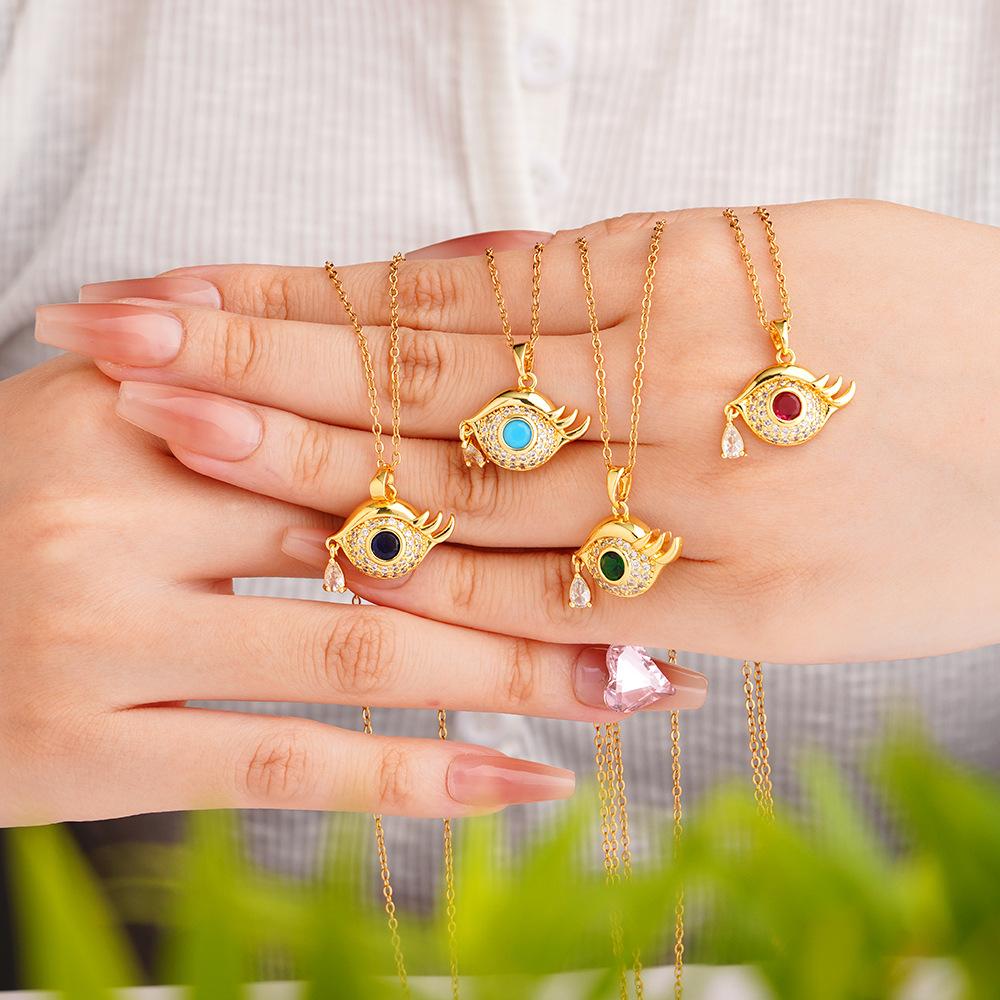 Fashion Luxury Zircon Evil Eye Pendant Necklaces for Women Men Trendy Stainless Steel Chain Collar Accessories Jewelry Gifts