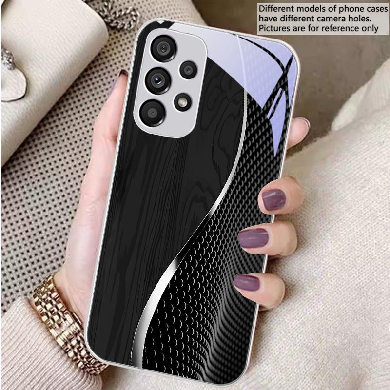 Wood grain mesh black For Samsung S8 S9 S10 20 U ltra S21 Pro S22 Plus S23 FE S24 Ultra 22 S25 Edge S25Ultra Glass Phone Case