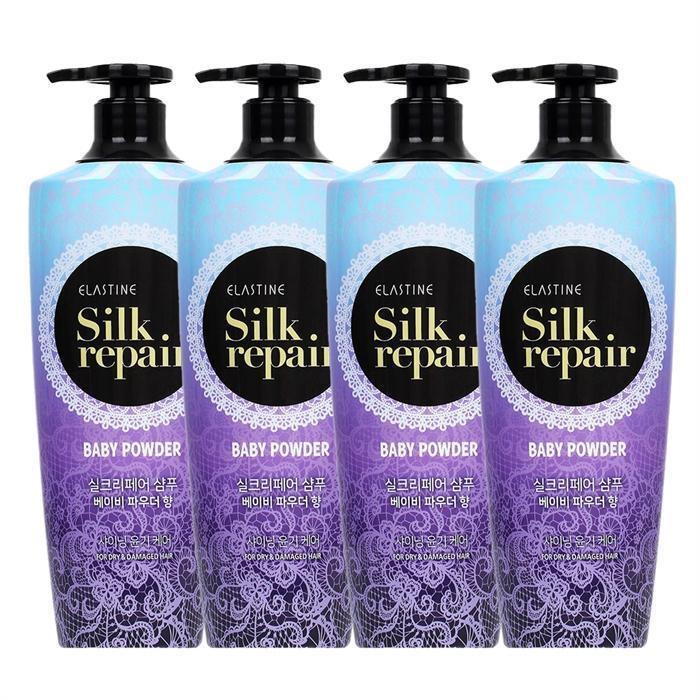 ELASTINE Silk Repair Shampoo Baby Powder 550ml x 4 (9965053)