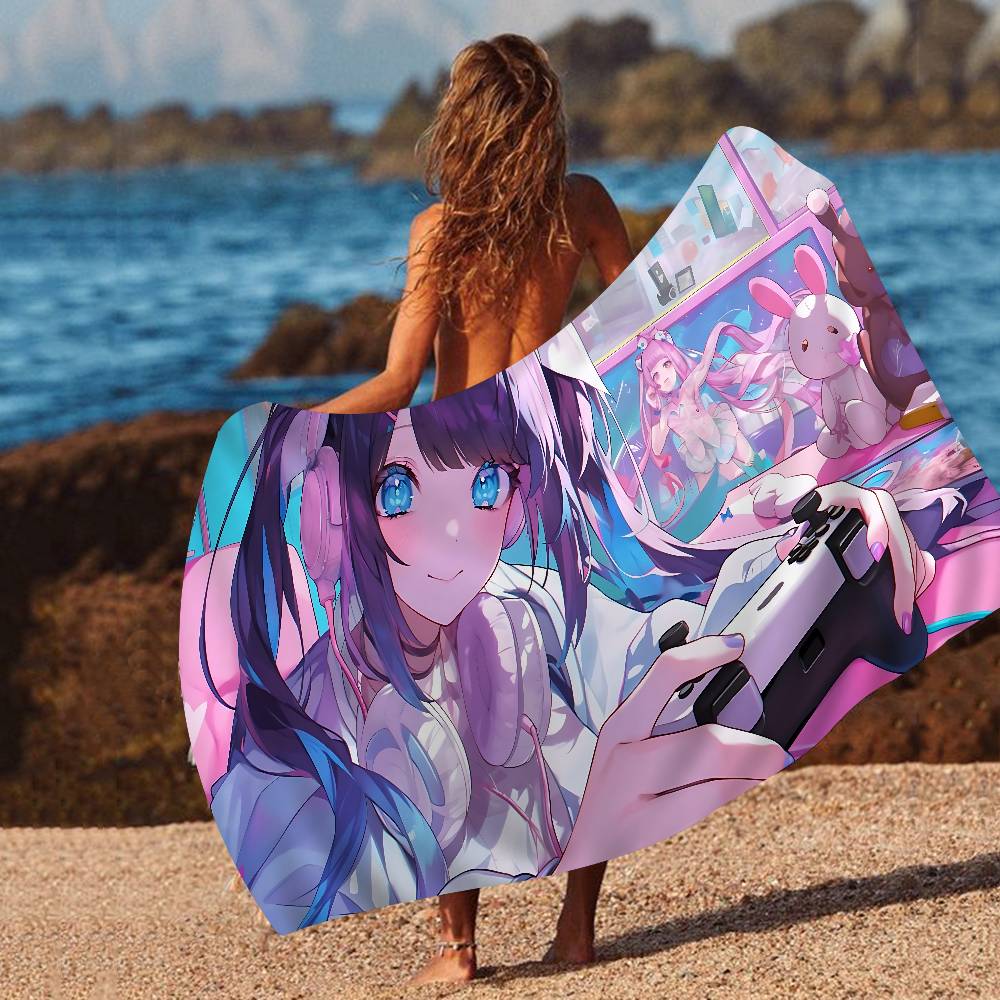 E-EEDY GIRL OVERDOSE Beach Towel Colorful Bath Towels for Girl Microfiber Quick Dry Custom Sand Free Beach Yoga Spa Gym Pool
