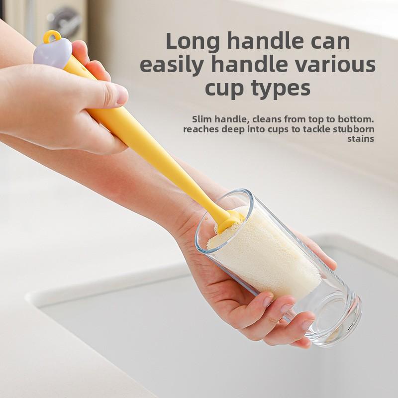 Cup Scrubbing Brush Long Handle Household Cup Scrubbing Brush Baby Bottle Scrubbing Brush Water Cup Scrubbing Sponge Brush