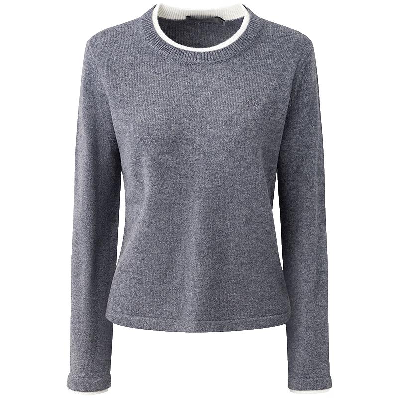 Giovanni Valentino Women's Pure Wool Faux Two-Piece Round Neck Sweater