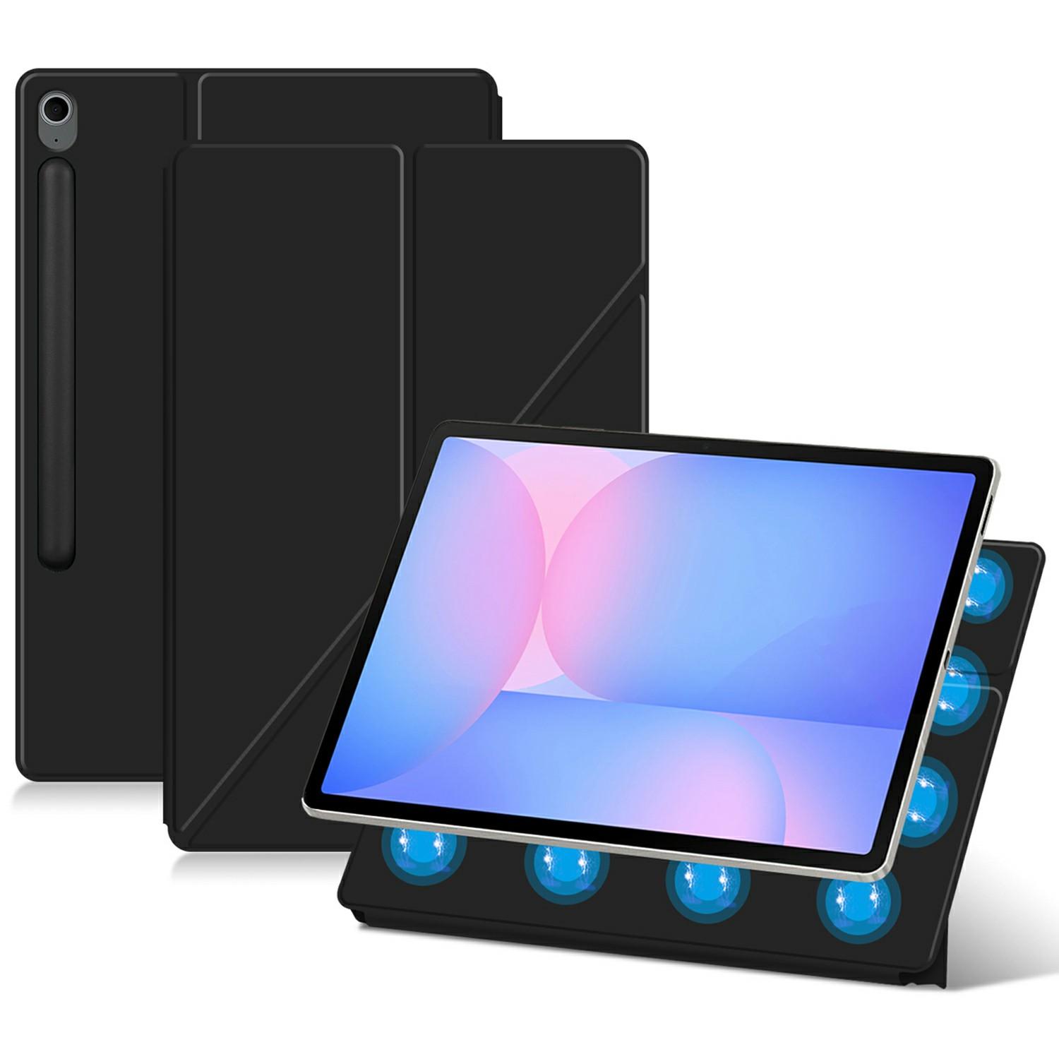 

Для Samsung Galaxy Tab S10 FE+ Чехол Подставка Оригами Магнитная Обложка для Планшета из ПУ Кожи Black