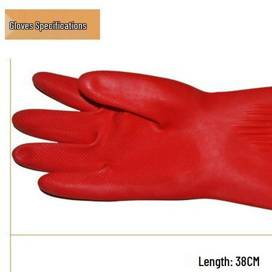 Korean Hot-Selling Genuine Red Rose Latex Dishwashing Gloves - Extended, Thickened, Anti-Freeze, Labor Protection