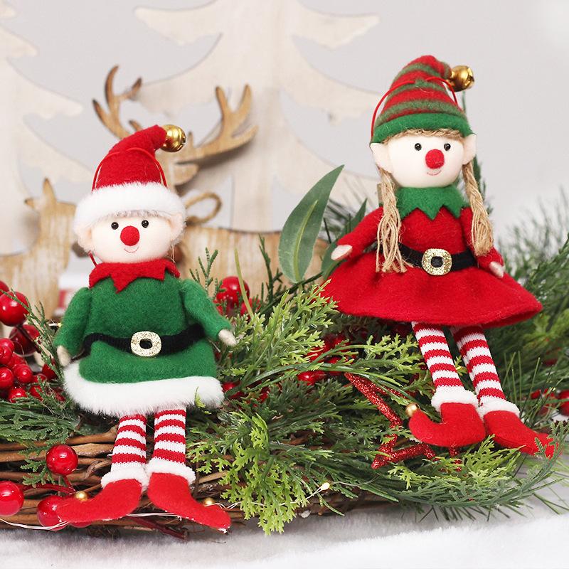 4-1PC Christmas Elves Stuffed Plush Dolls Hanging Ornaments Xmas Tree Decor Cute Boy Girl Elf Pendant Kids Gifts New Year Gifts