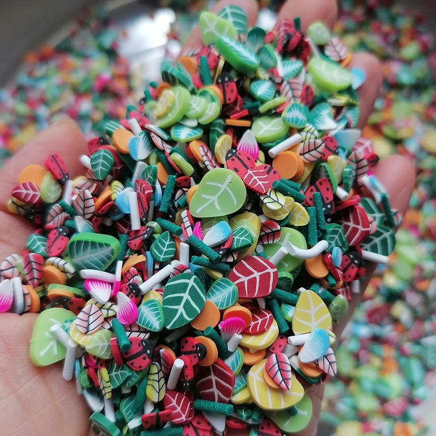 1000g DIY Craft Slime Filler Polymer Clay Slices Leaf Ladybird Beetle Mix Leaves Polymer Sprinkles