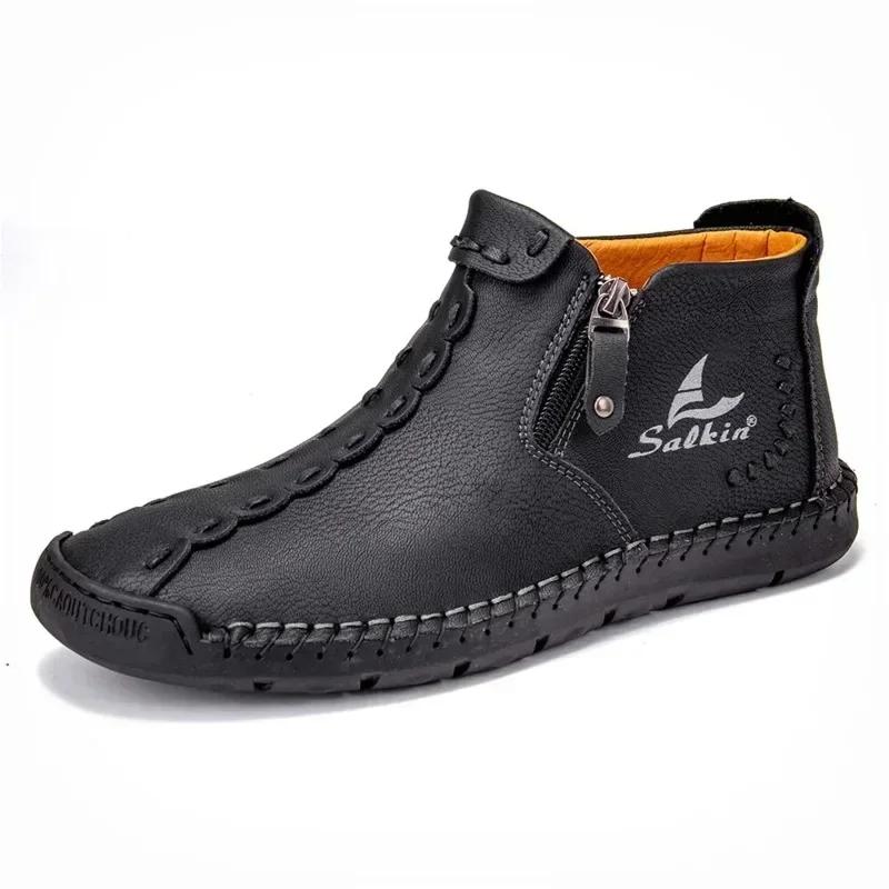 Men Stylish Durable Waterproof Comfortable Leather Casual Shoes Perfect for Work Travel and Going Out Everyday Wear