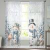 Christmas Snowman Tree Elk Squirrel Curtains For Living Room Tulle Window Curtain Bedroom Kitchen Veil Drapes