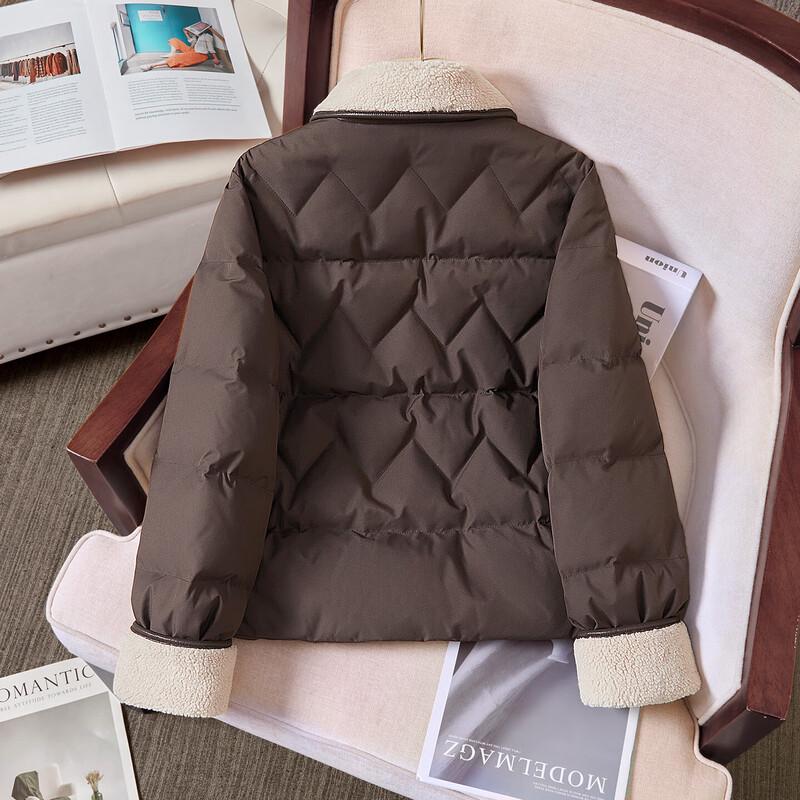 Women's 90% Down Color-Block Lapel Short Jacket