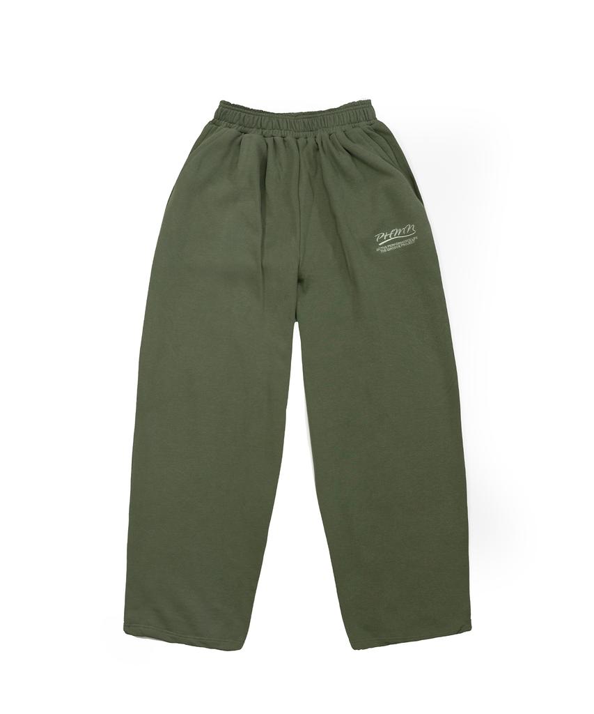 PHERMENON Pigment Oversized Wide String Jogger Pants - Khaki