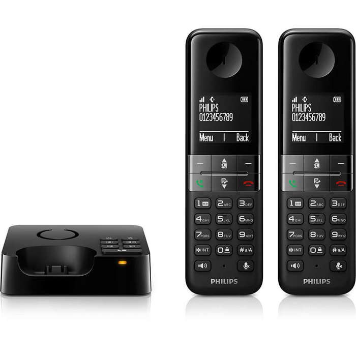 Téléphone sans fil - PHILIPS - D4752B - Écran 4,6 cm - 2 combinés - Autonomie 16h