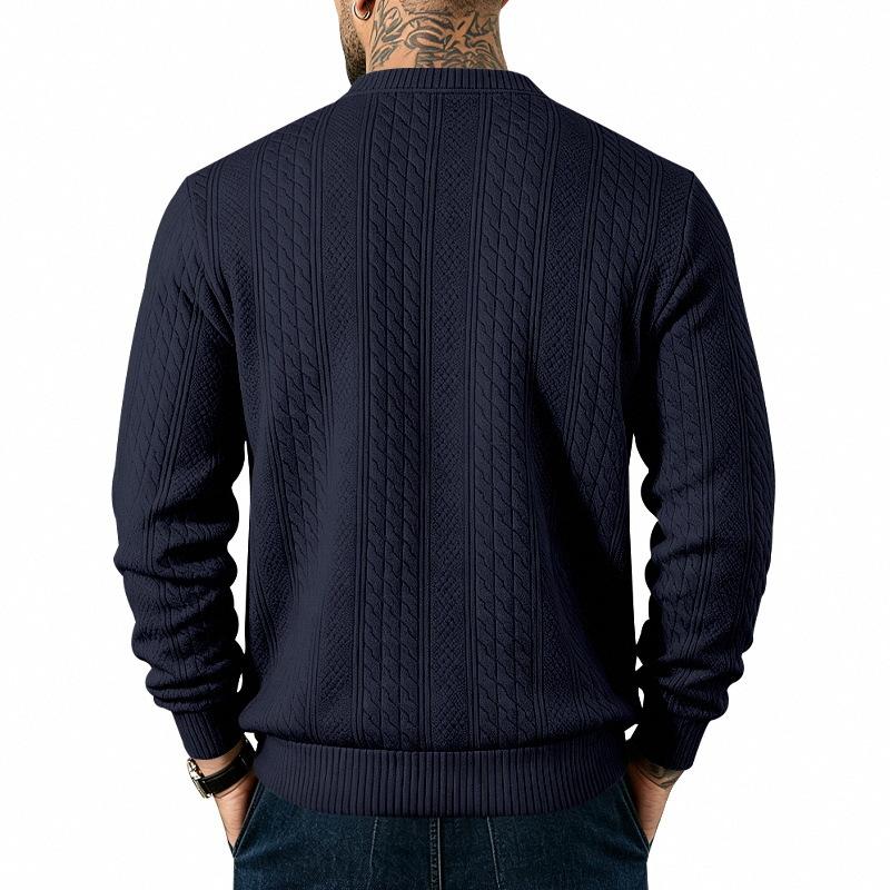 Herren Zopfmuster V-Ausschnitt Cardigan Pullover, Knopfleiste vorne, Zwei aufgesetzte Taschen, Gerippte Bündchen & Saum, Weicher Strick Lässiges Layering Top