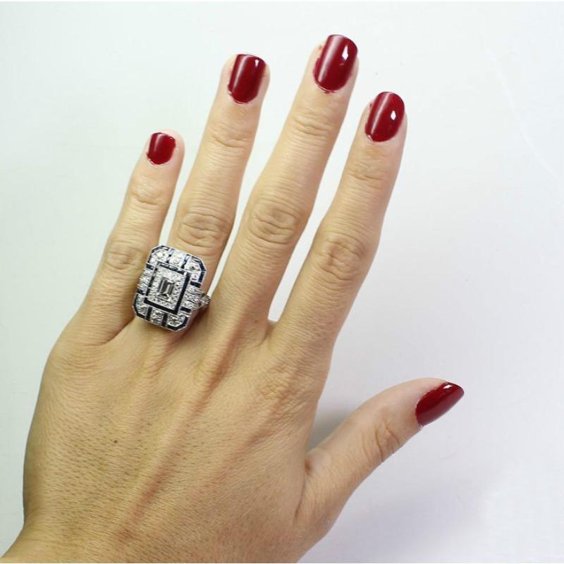 Bague carrée en saphir blanc et zircon pour femme, accessoire de mariage tendance européen et américain