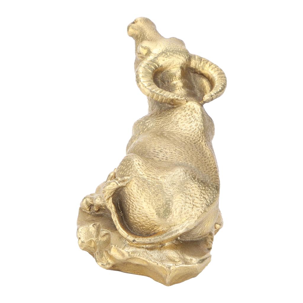 Brass Bull Ornament Lying Position Statue Wall Street Bull With Base for Tea Pets Small Craft