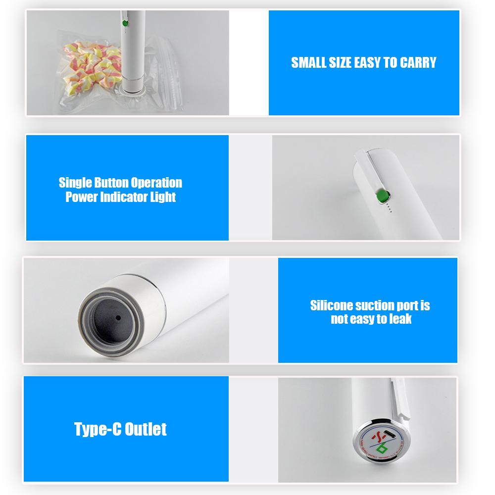 Handheld Vacuum Sealer Machine Portable USB Type-C Charging Cordless 2-in-1 Automatic Food Vacuum