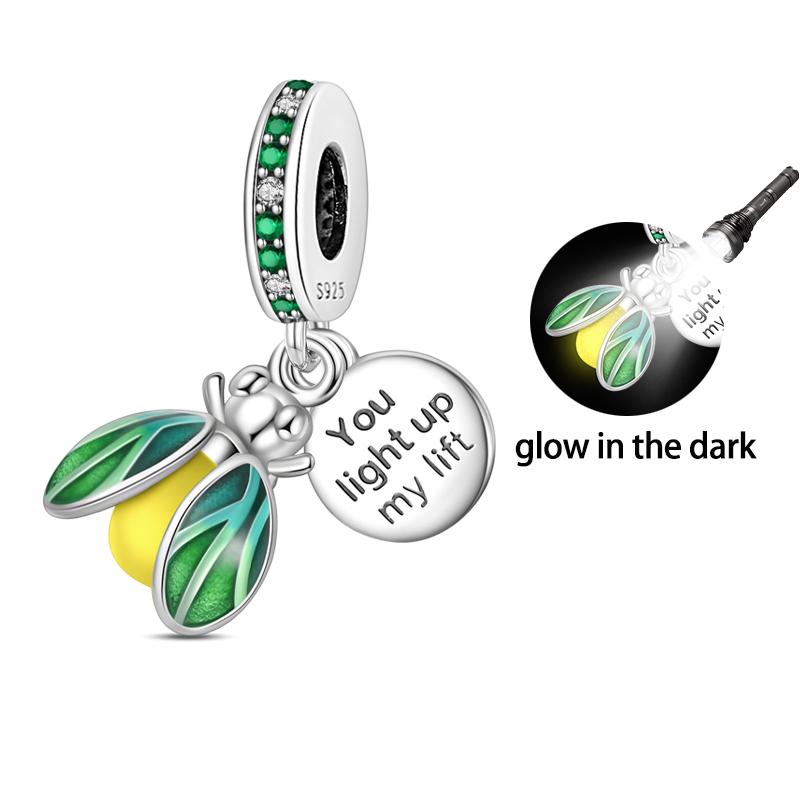 Copper Glow-In-The-Dark Firefly Butterfly Deer Charms Beads Pendants Fit Qikaola Original Bracelets Diy Birthday Jewelry