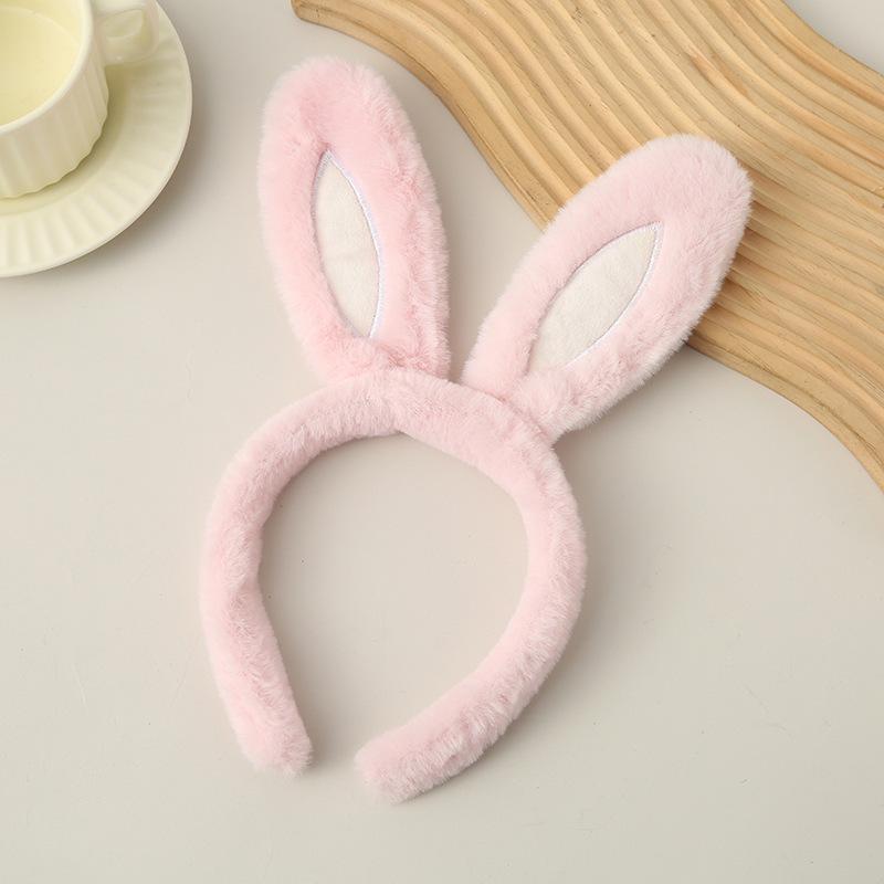 Discounted Korean Plush Rabbit Ear Headband for Face Washing & Hair Styling - Cute Cartoon Design