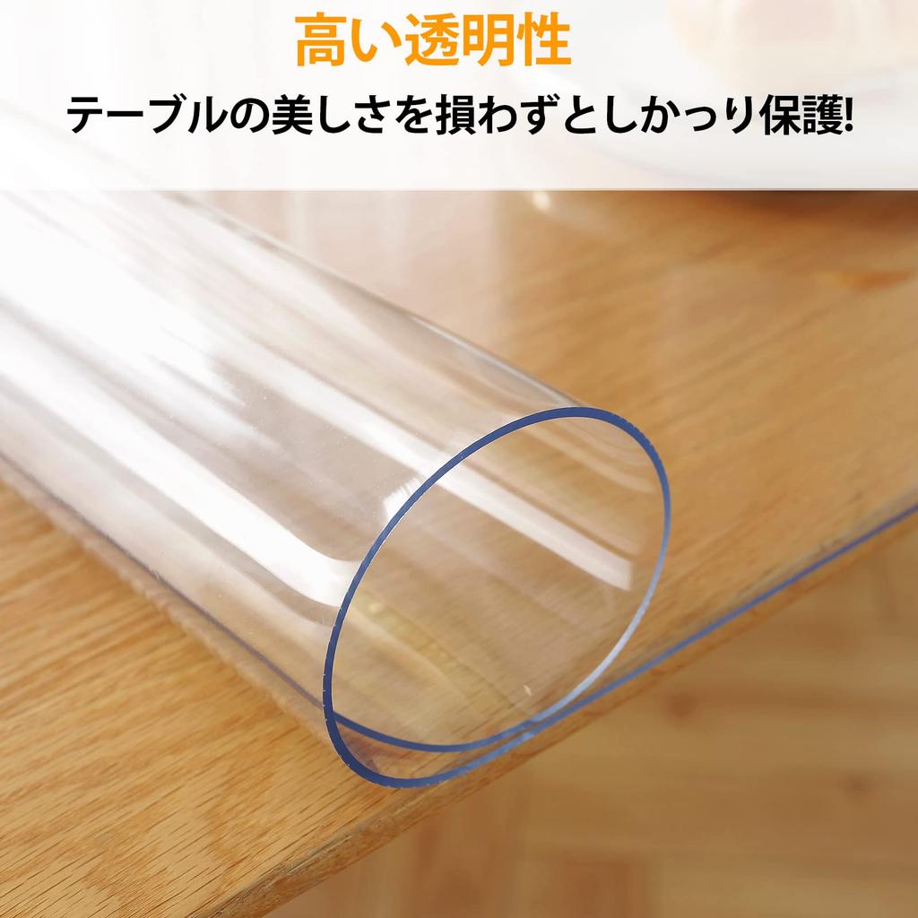 Yueboa Transparent Tablecloth, 60x140cm, 1.5mm Thick PVC Table Mat, Clear Vinyl, Odorless PVC Desk Mat, Table Cover, Shrink-Free, Waterproof, Stain-Re