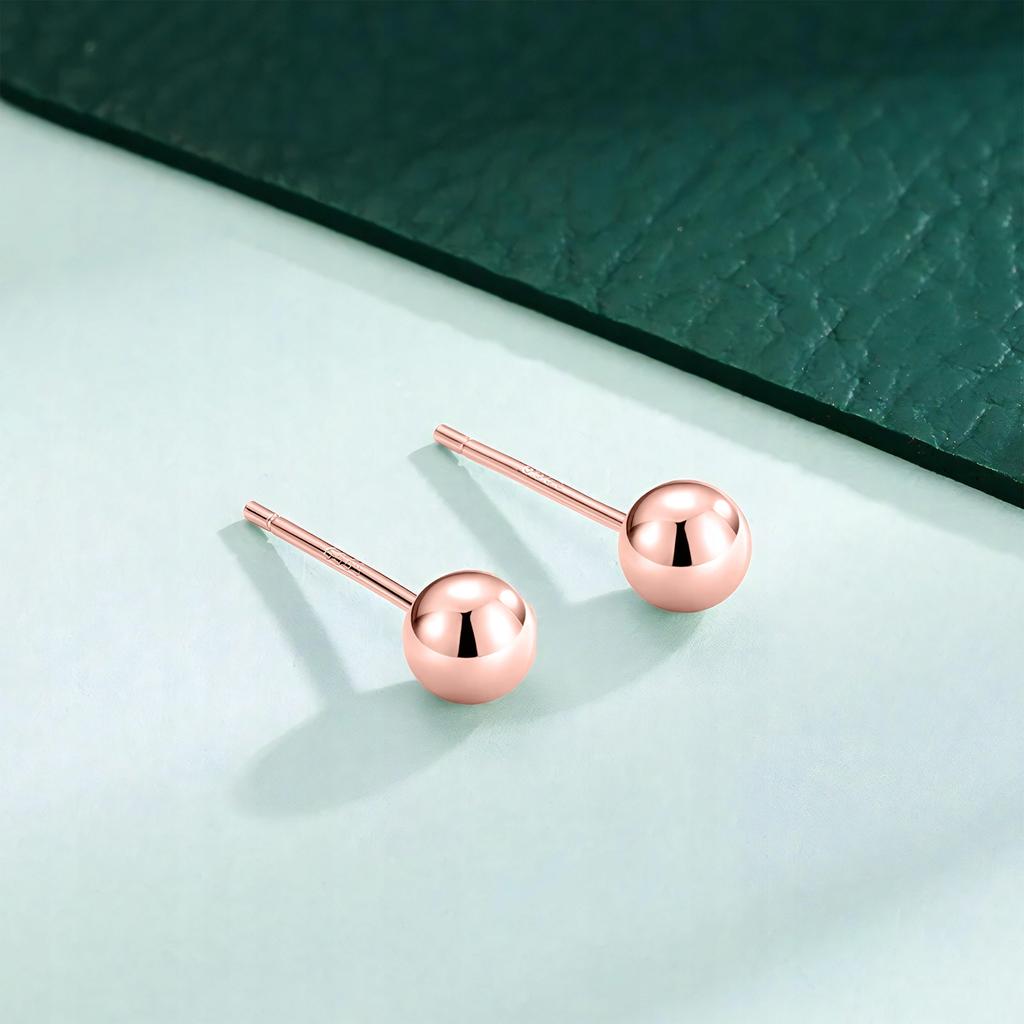 Pink Ball Stud Earring Classic Stud 3mm 4mm 5mm Silver 925