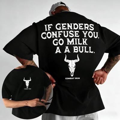 If Genders Confuse You Go Milk A Bull Mens Fashion TShirt Letters Printed Sarcastic Saying Tee Summer Fashion Short Sleeve Top