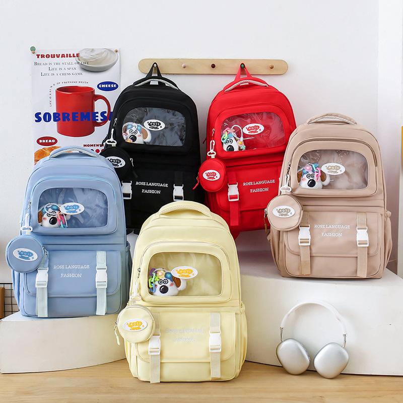 Three-Piece Schoolbag Set for Primary School Students Women's Letter Print Backpack College Style Large Capacity Backpack