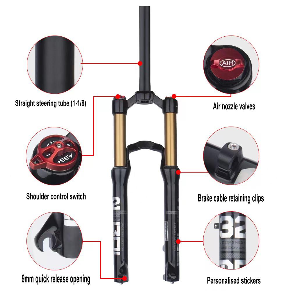 BOLANY 20inch/24inch Air Suspension Mtb Straight Manual/Remote Shock Absorber Rear Corolla Structure Design for Student‘s Bike