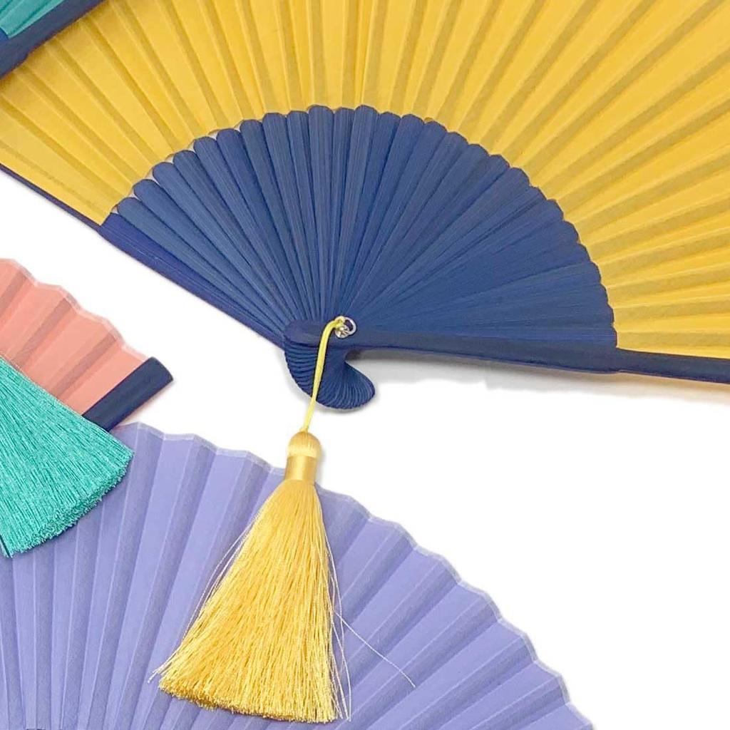 Nishikawa Shouroku Shoten Folding with Fan Orange and Day Pop Color Summer Folding Fan Fan, Summer, Case, Two-Color Bicolor, Women's, byCOLOR, Craft,