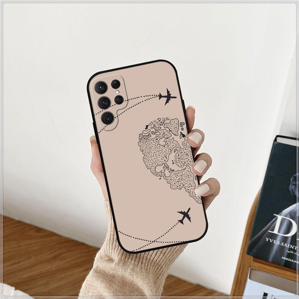 Planes World Map Travel Phone Case For Samsung Galaxy S24 Case S22 S21 S20 S23 Ultra Fe S10 S25 S9 S8 Plus Soft Silicone Cover