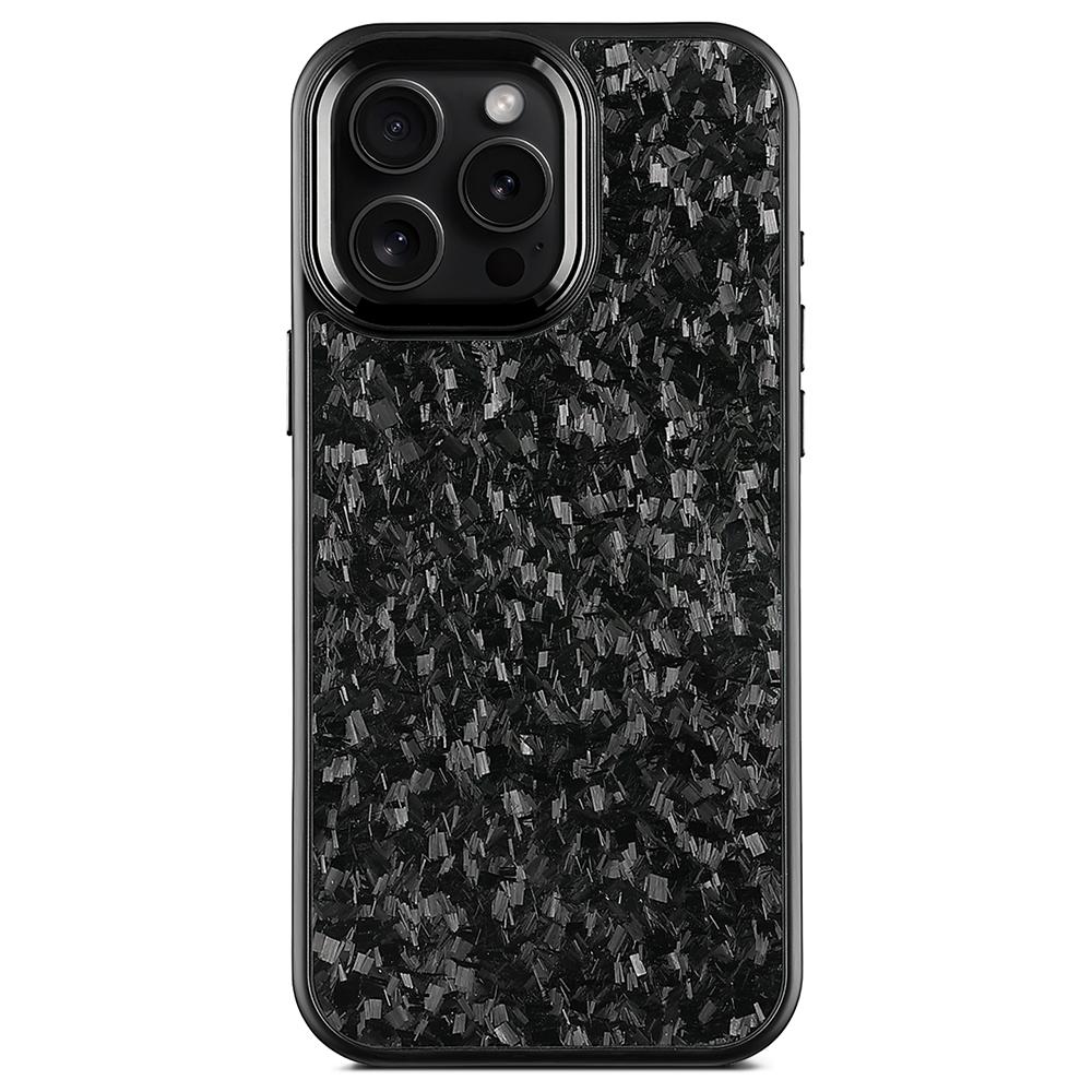 For iPhone 16 Pro Magnetic Case Forged Texture Aramid Fiber+TPU Phone Cover with Metal Lens Frame